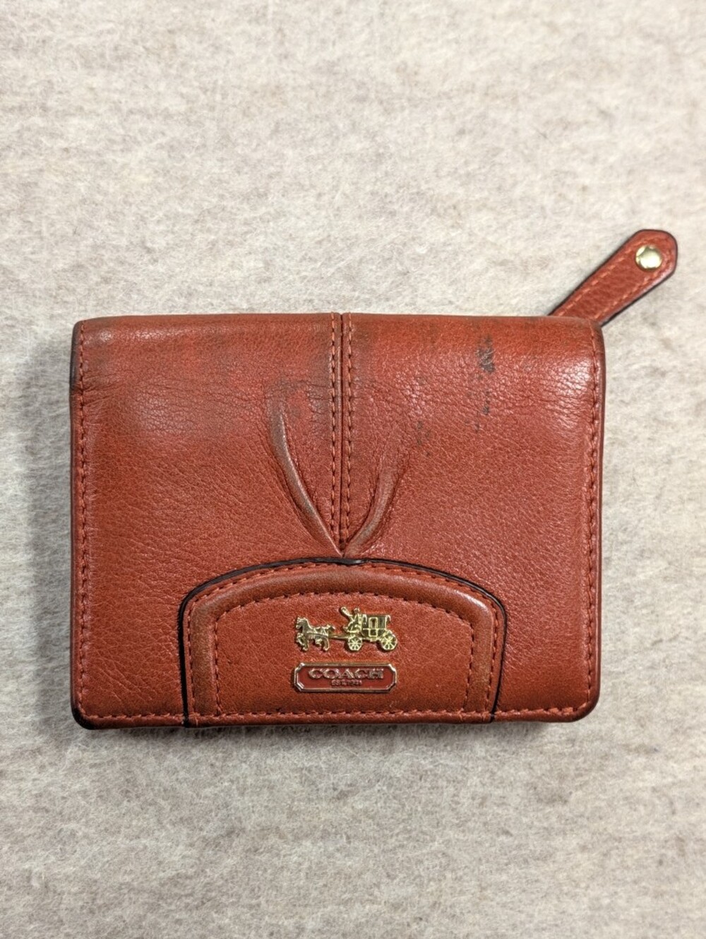 COACH Vintage Red Bi Fold Wallet Zip Pouch Stagecoach Logo